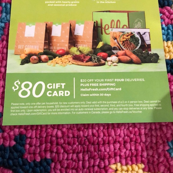 $80 Gift Card Hello Fresh MEAL KIT - Picture 4 of 4